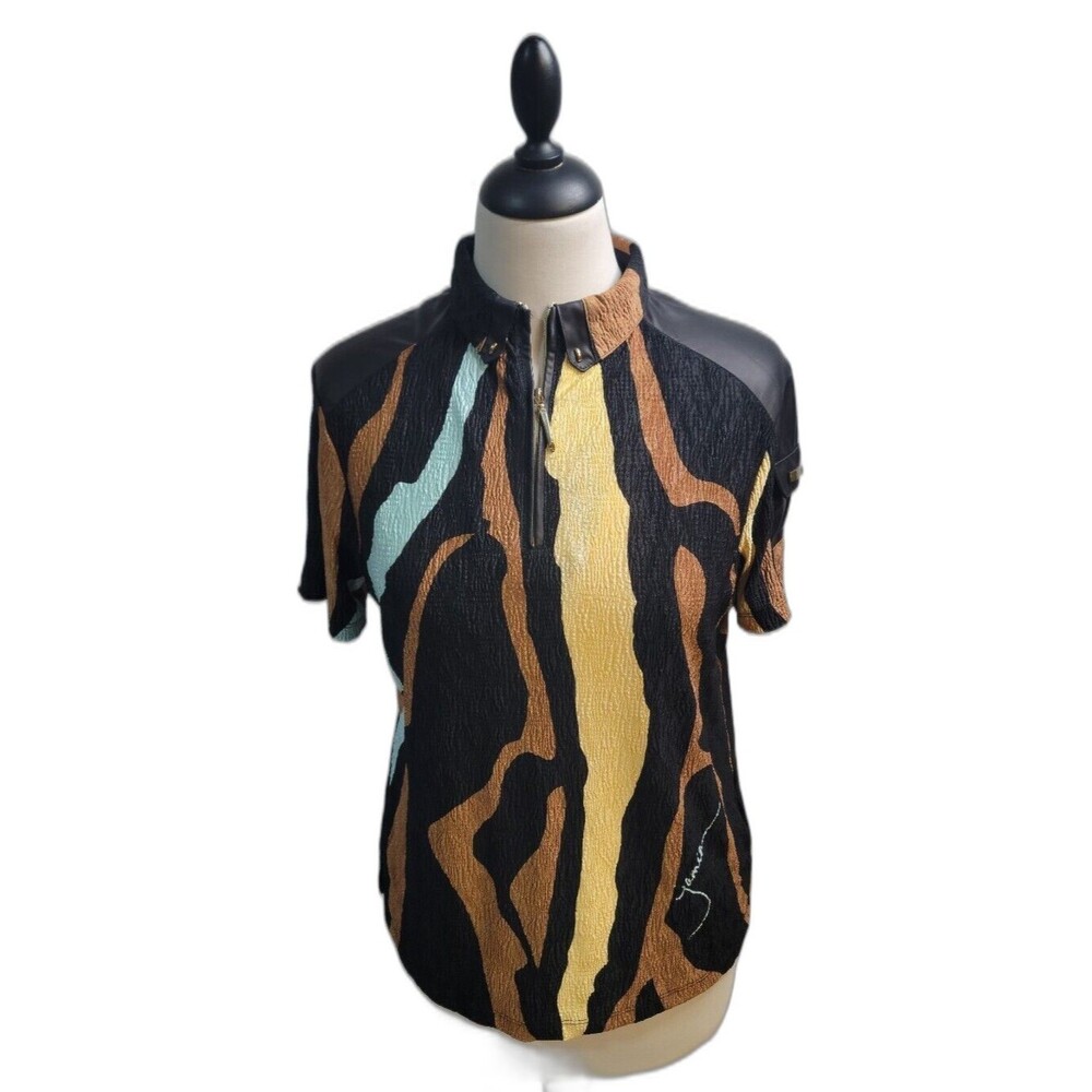 Jamie Sadock Golf Polo size Sm Abstract Pattern Quarter Zip Ball Pocket Outdoor